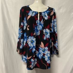 Liz Claiborne Top Blouse Loose Flowing Floral XL